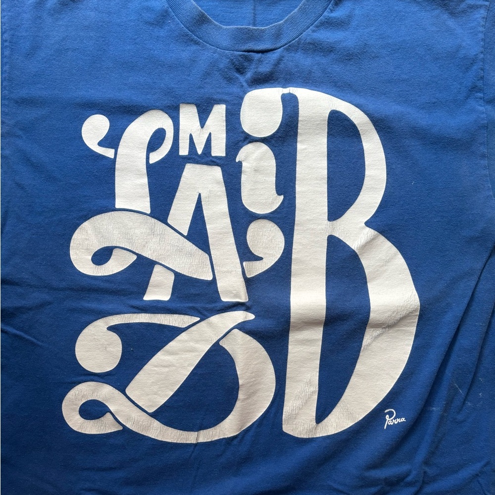 Blue Graphic Tee with White Print